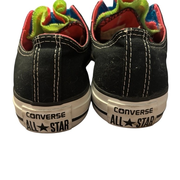 Converse Women’s black with blue, Pink, Green Lace tongue Low Tops Sz 9 - Picture 8 of 9